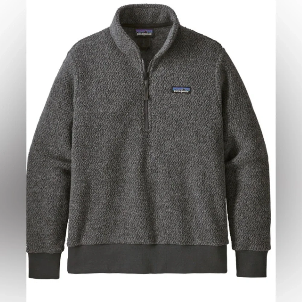 Patagonia Women Jacket Medium Gray Woolyester Fleece 1/4 Zip Long Sleeve‎